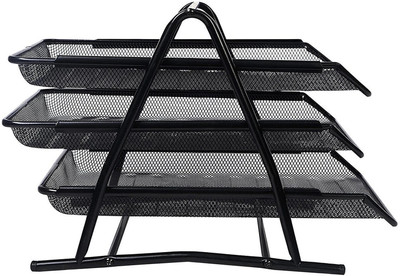 APSENTERPRISEe 3-Tier Tray, Document & file Organizer-Perfect for Home, Office, Hospital A4(Set Of 1, Black)
