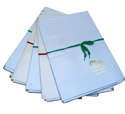 CRAFTWAFT Paper Board Silver Coated Shine Cover File Document Folder Four Fold COVER FILE(Set Of 6, Coloured Rope, White, off-white)