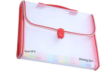 SHINING ZON Transparent Expandable File Folder Document File(Set Of 6, Transparent)