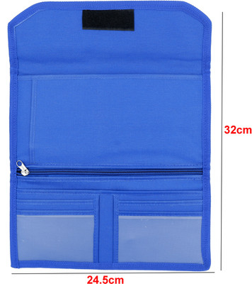 FASTIDIOUS Nylon Waterproof Vehicle Document Organizer, Two Wheeler/Car Document Holder with Multiple Pockets(Set Of 1, Blue)