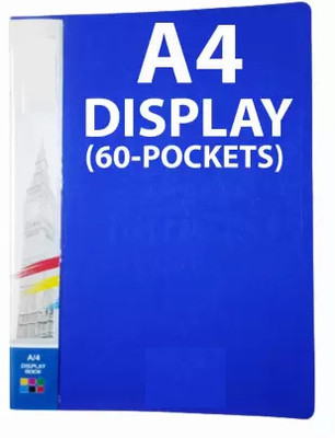 vavia A4 size Clear Book File(60 transparent inner pockets)(Size: 12.25 X 9.25 inch) / Display File / Leaf File(Set Of 1, Blue)