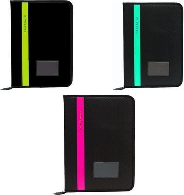 Kopila Faux Leather Document File folder(Set Of 3, Green Peach & Pink)