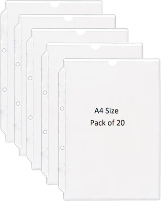 SHINING ZON PVC Punch Folder File PVC Punch Folder File(Set Of 20, Transparent)