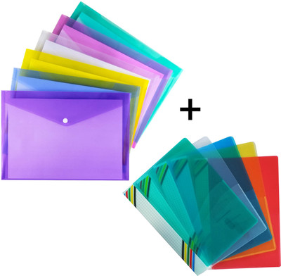 SHINING ZON Plastic Combo Pack Of 5 Report File And Pack Of 5 Button Folder(Set Of 10, Multicolor)