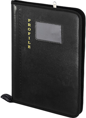 Rudra PU Leather PU Leather Black File Folder Zipper Lock A4 Professional Document Bag Conference(Set Of 1, Black)