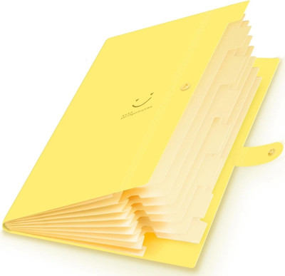 Wynhard 5 Pockets Document File File Folder for Documents Folder File Certificate File Expanding File Folder(Set Of 1, Yellow)
