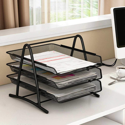 SKYBUCKET Metal Metal File Rack(Set Of 1, Black)