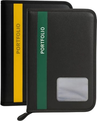 WTS GLOBAL PU Leather Portfolio Folder(Set Of 2, Yellow, Green)