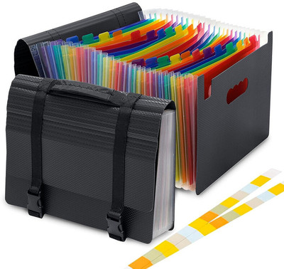 NISUN Polypropylene and Polyester 24 Pocket Document Organizer with Handle(Set Of 1, Black)