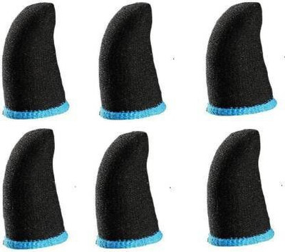 HouseOfCommon Blue Color Mobile Finger Sleeve Press Trigger Game Controller, (3 Pair) Finger Sleeve(Pack of 6)