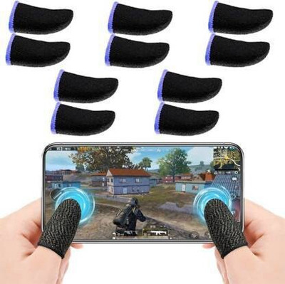 HouseOfCommon Thumb for Pubg /Call of Duty Mobile Game 05 Pairs (Black & Blue) Finger Sleeve(Pack of 10)