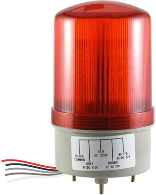 IOTA BL159 AC 110 and 220V and DC 12 and 24V LED Industrial Revolving Warning and Rotate Light Signal Tower Lamp with Sound Alarm Buzzer Siren (Medium, Red) Fire Alarm(Ceiling Mounted)