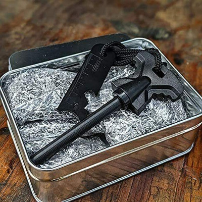 Nexshop Black Steel Fire Starter Kit Ferro Rod Camping Firesteel Bottle Opener Magnesium Magnesium Fire Starter Striker Included