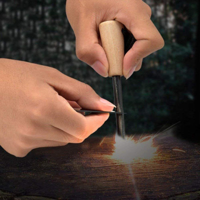 Huayue Flint & Steel With Wooden Survival Fire Starter Flint & Bushcraft and Emergency Magnesium Fire Starter Striker Included