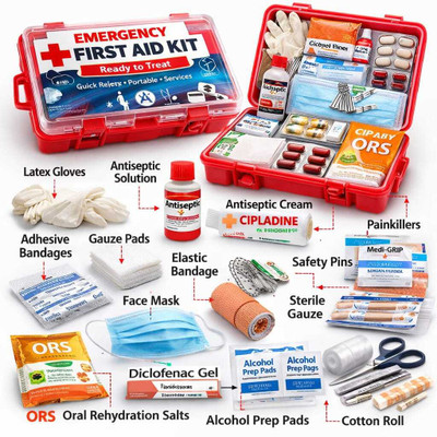 SADIK 0076 First Aid Kit(Home, Sports and Fitness, Vehicle, Workplace)