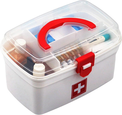 MKING 1 First aid Box, Multi Purpose Box, Multi Utility Storage with Handle Pill Box(White)