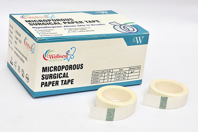 wellness surgical Microporouse Paper tape 1/2inchx9mts(24roll) First Aid Tape(Pack of 24)