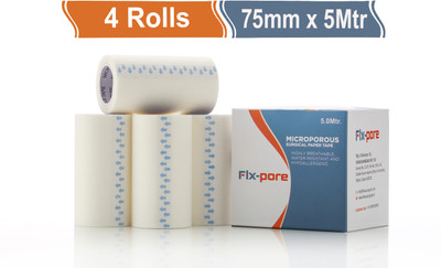 FLX-PORE Microporous Surgical 75 mm x 5.1 m First Aid Tape First Aid Tape(Pack of 4)