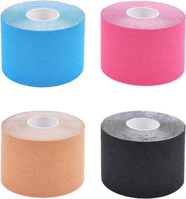 GLOWISH 4 ROLL MULTI COLOR ATHLETIC MUSCLE ELASTIC WATERPROOF FIRST AID TAPE First Aid Tape(Pack of 4)