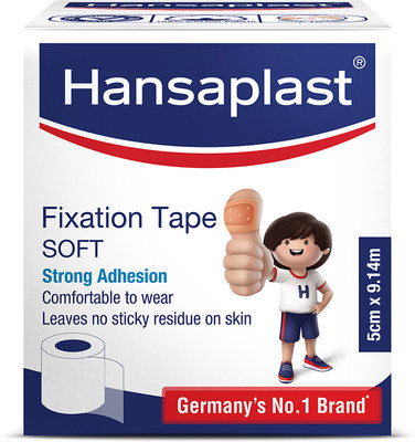 HANSAPLAST Fixation Tape Medical tape | 100% Cotton fabric |Strong adhesion| 5.00cm x 9.14m First Aid Tape(Pack of 6)