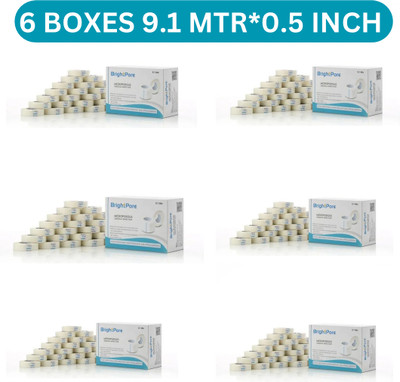 BRIGHTPORE MICROPOROUS SURGICAL PAPERTAPE 12.5mm X 9.1mtr (PACK OF 24) set of 6 First Aid Tape(Pack of 24)
