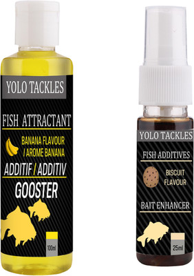 Wish Hunt Fishing Banana Attractant 100ml, Biscuit 25ml Spray Bait, Popup Enhancer Scent Fish Bait