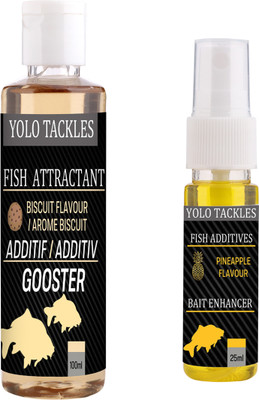 Wish Hunt Fishing Biscuit Attractant 100ml, Pineaple 25ml Spray Bait, Popup Enhancer Scent Fish Bait