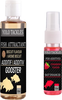 Wish Hunt Fishing Biscuit Attractant 100ml, Strawberry 25ml Spray Bait, Popup Enhancer Scent Fish Bait