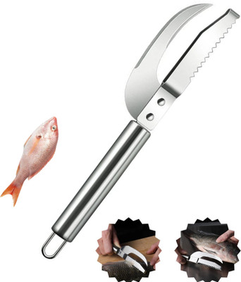 E street 3-in-1 Fish Cleaning Tool -Steel Fish Scale Remover Scraper, Fish Maw Knife, Fish Scaler(Pack of 1)