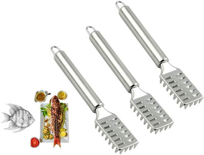VREPPEN Stainless Steel fish scale remover scraper Peeler cutter Fish Cleaning Brush C Fish Scaler(Pack of 3)