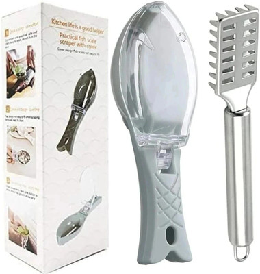 E street 2-in-1 Fish Scale Remover - ( Plastic & Steel Scraper )- Fish Cleaning Tools , Fish Scaler(Pack of 2)