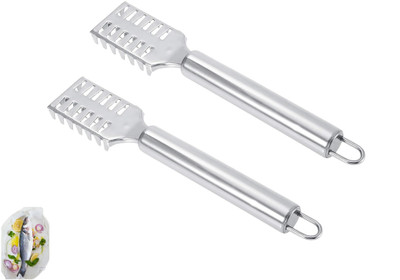 VREPPEN Steel Fish Scale Scraper,Fish Scaler Sawtooth Scale Descaler Scraper Cleaner yow Fish Scaler(Pack of 2)