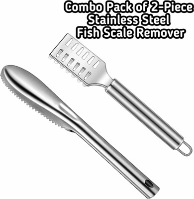 zelovi 2-Pieces Combo Fish Scrapper Fish Scale Remover, Stainless Steel Fish Scaler(Pack of 2)