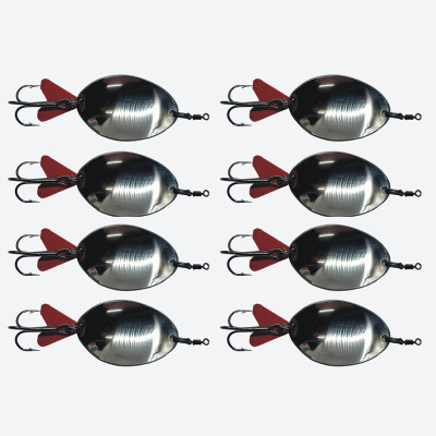 HyperTrex Spoon Stainless Steel Fishing Lure(Pack of 8, Size 25)
