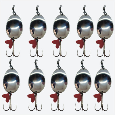 HyperTrex Spoon Stainless Steel Fishing Lure(Pack of 10, Size 45)