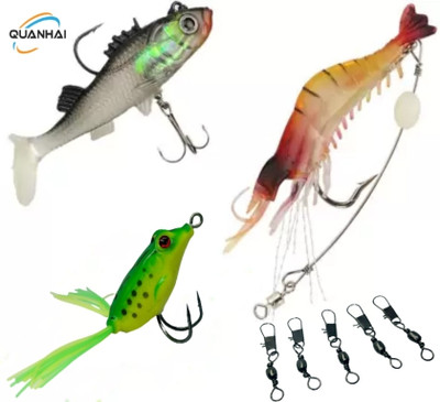 Quenhai Soft Bait Silicone Fishing Lure(Pack of 4, Size 6, 8, 10)