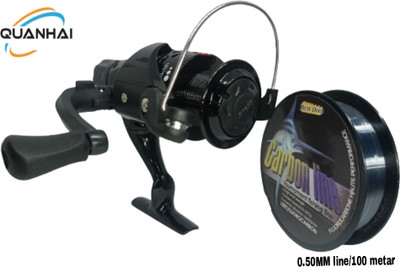 Quenhai High Quality Super Smooth Freshwater Small Fly Fishing Reel Fishing Spinning coblla Reel and line kit set(Spin)