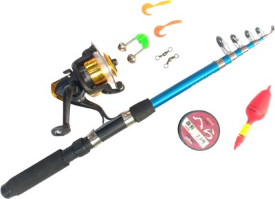 Quenhai 2.1 mtr 210 fishing rod combo set with spinning reel Multicolor Fishing Rod(210 cm, 0.75 kg, Multicolor)