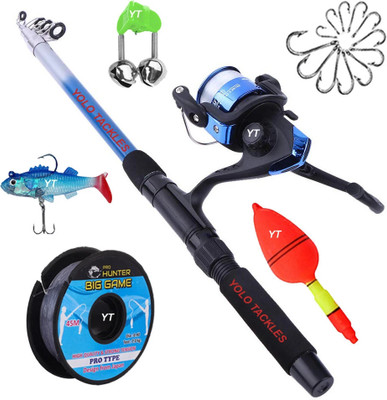 IPL Fishing rod and reel full set with Hooks Fishing rod 2.1mtr Multicolor Fishing Rod(210 cm, 0.5 kg, Multicolor)