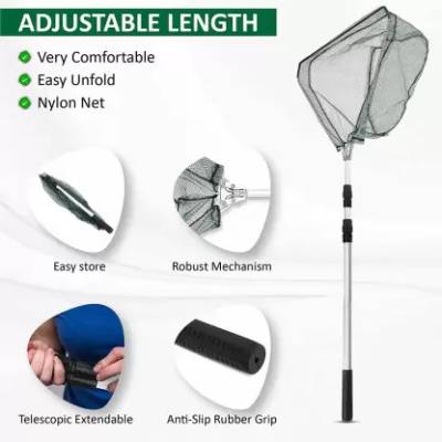 quanhai Fishing Net, Foldable 36-66 inch Telescopic Fishing Landing Net  with Aluminum Alloy Handle for Ponds Carp Trout Fishing Silver Fishing Rod  - Price History