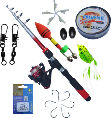 Old fish Fishing rod and reel full set with fishing frog set Fishing rod 2.1 Blue Fishing Rod(210 cm, 0.215 kg, Blue)