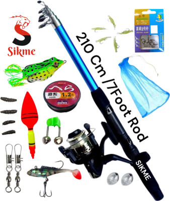 Sikme Precision Performance: 7-Foot/210cm Rod & Reel Fusion for Pro-Level Angling Mastery Blue Fishing Rod(210 cm, 0.21 kg, Blue)