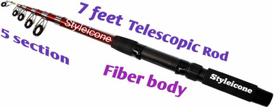 Styleicone Fishing Rod Fish Hunter 210CM XD04 ROD2.1 JK389 Red Fishing Rod(210 cm, 0.132 kg, Red)