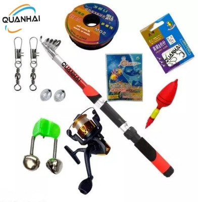 Quenhai Fishing rod and reel Fishing set combo of line hook and reel and float combo set Red Fishing Rod(210 cm, 0.235 kg, Red)