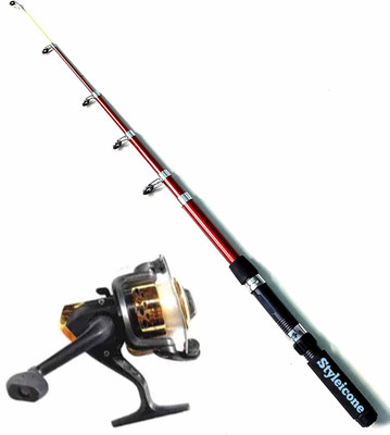 Styleicone 7 ft fishing rod with 1st class reel RD/GD 213 CM Telescopic Fishing Rod LK5664 Multicolor Fishing Rod(210 cm, 0.132 kg, Multicolor)