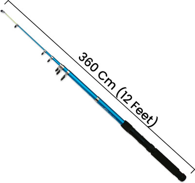 Aquatics 12ft/360cm best quality telescopic fishing rod A-F-M-36000360 Silver, Blue, Black Fishing Rod(360 cm, 0.199 kg, Silver, Blue, Black)
