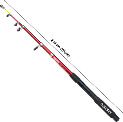 Aquatics 7FT/210CM TELESCOPIC BEST QUALITY FISHING ROD A-F-R-M-00987001 White, Red, Silver Fishing Rod(210 cm, 0.199 kg, White, Red, Silver)