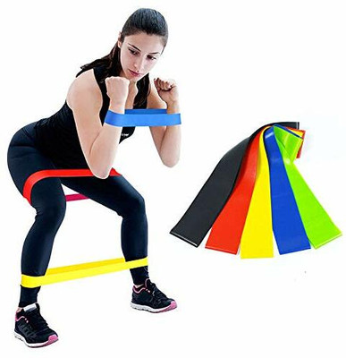 Spocco Natural Latex Exercise Fitness Resistance Loops Bands for Men RB2 Resistance Band(Pack of 5)