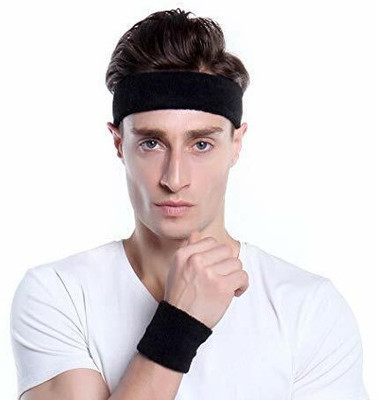 Creeknest Breathable & Sweat-Absorbent Sports Wear Workout Headband for Women & Men Fitness Band(Black, Pack of 1)