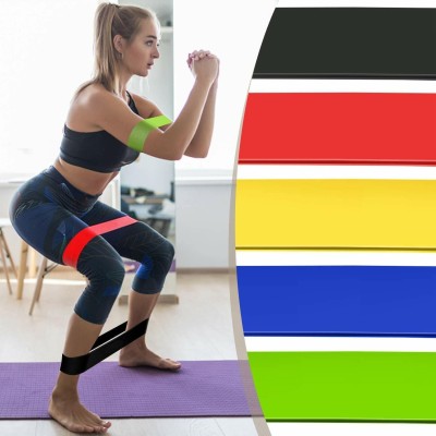 Fit Byte Resistance/Exercise Loop Bands Set Of 5, Premium heavy Workout Loop Band Resistance Tube(Red, Black, Yellow, Green, Blue)